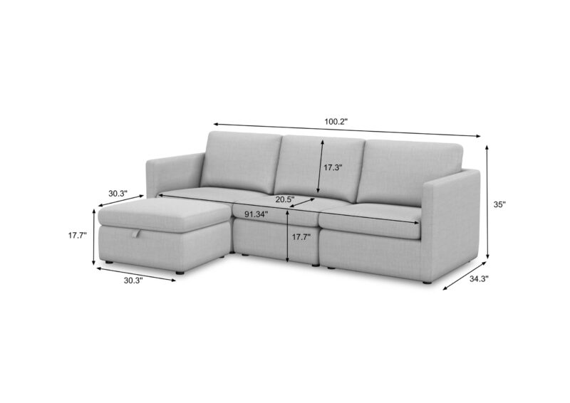 Better Homes & Gardens Modular Sectional Sofa with Storage Ottoman, Grey - Image 5