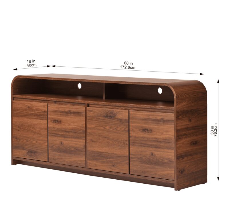 Better Homes & Gardens Juliet Curved TV Stand for TVs up to 75", Walnut Finish - Image 6