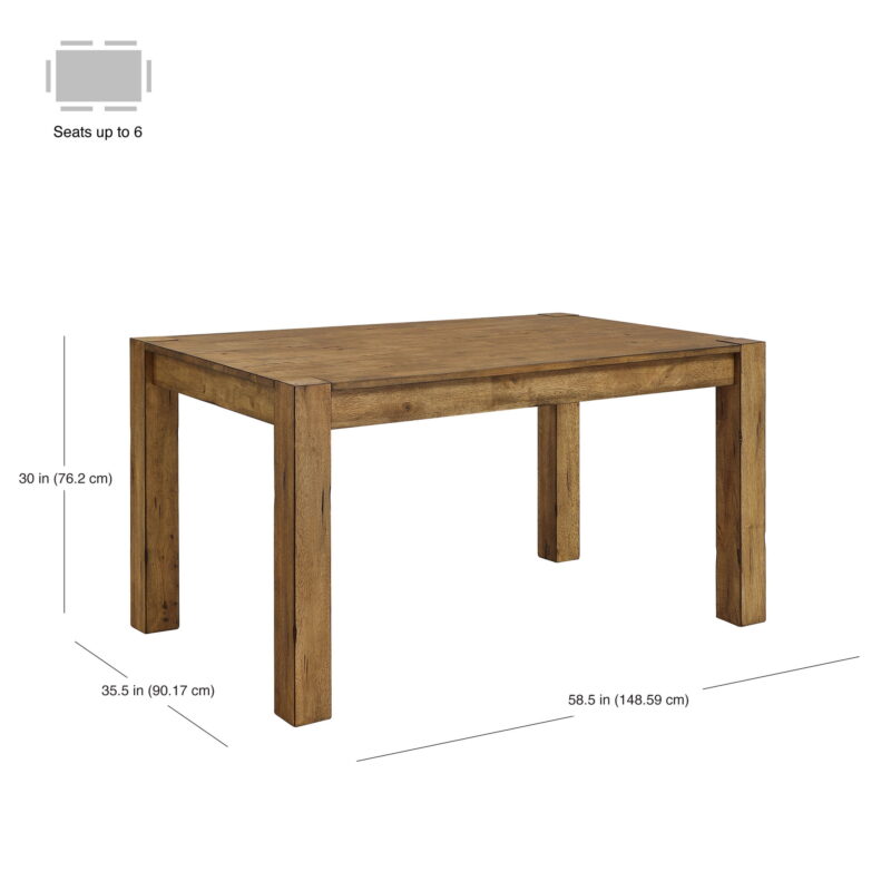 Better Homes & Gardens Bryant Solid Wood Dining Table, Rustic Brown - Image 2