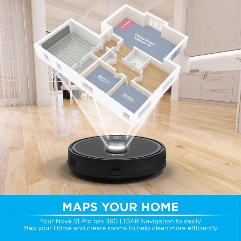 iHome AutoVac Nova S1 Pro Self Empty Robot Vacuum, LIDAR Mapping, 150 Min Runtime, Strong Suction, New - Image 2
