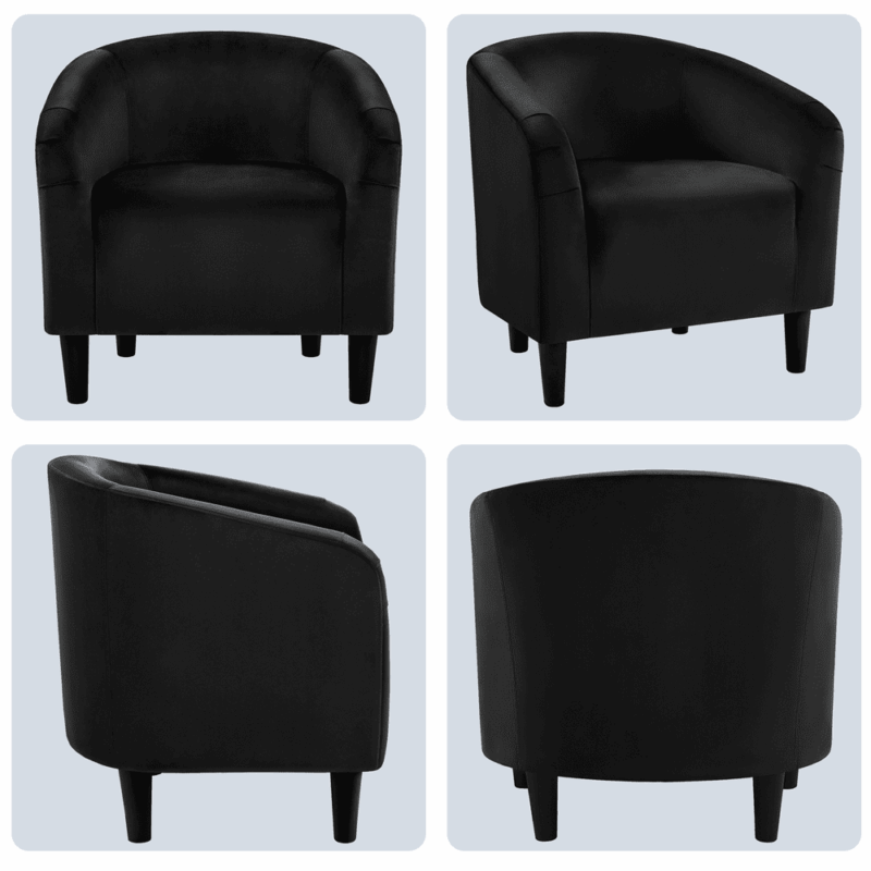 Renwick Modern Upholstered Accent Chair, Set of 2, Black Velvet - Image 2