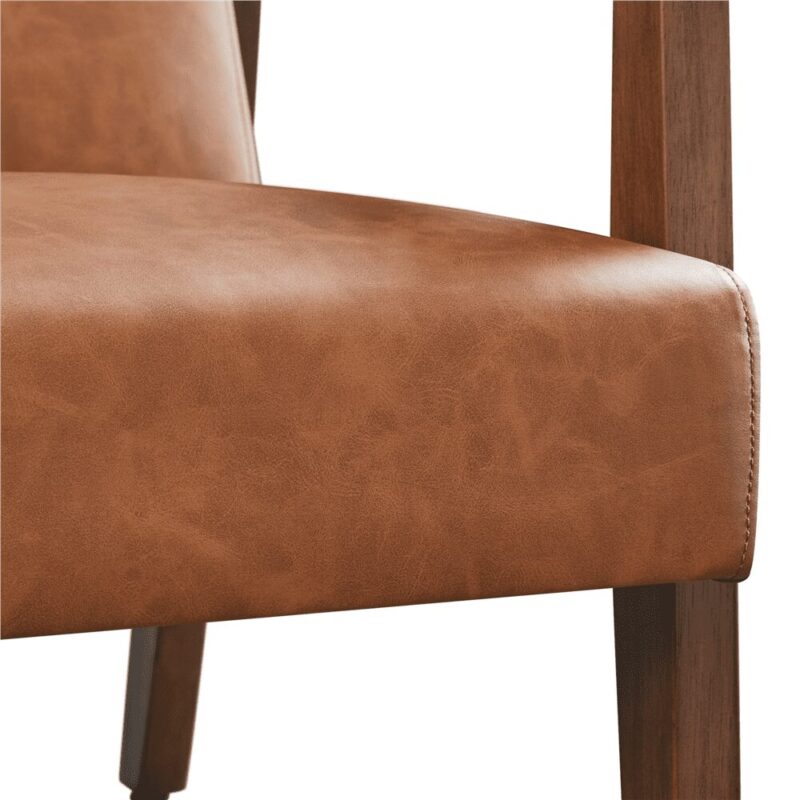 Renwick Mid-Century Modern Faux Leather Accent Chair, Set of 2, Brown - Image 5