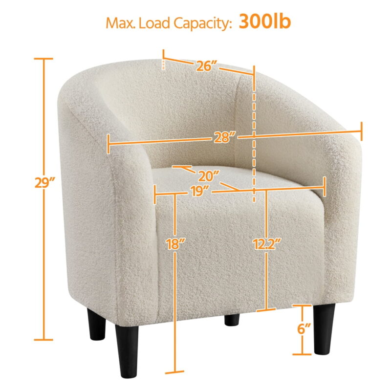 Alden Design Barrel Accent Chair Polyester Boucle Upholstery, Ivory - Image 6