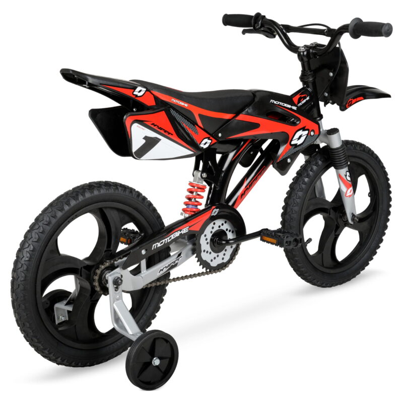 16" Hyper Moto Bike, 16" Mag Wheels, Training Wheels, Child Bicycle, Ages 5-7 Years, Black/Red - Image 7