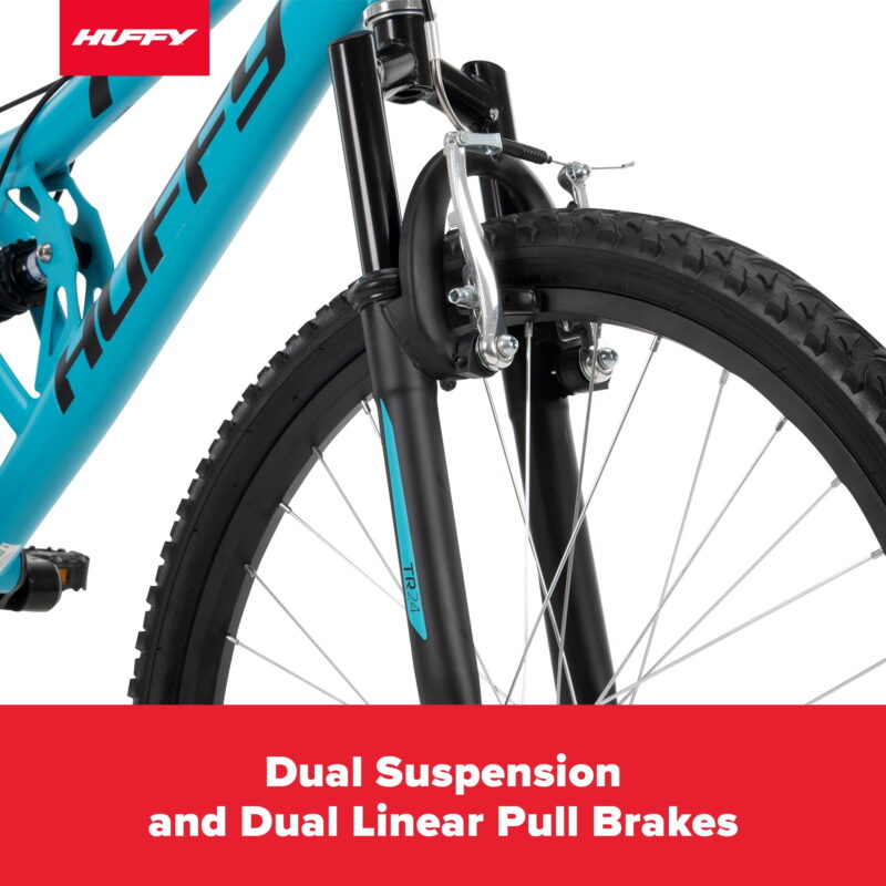 Huffy 24" Trail Runner Mountain Bike, Fits Riders 4'8" - 5'8", Teal, Adult, Women's - Image 4