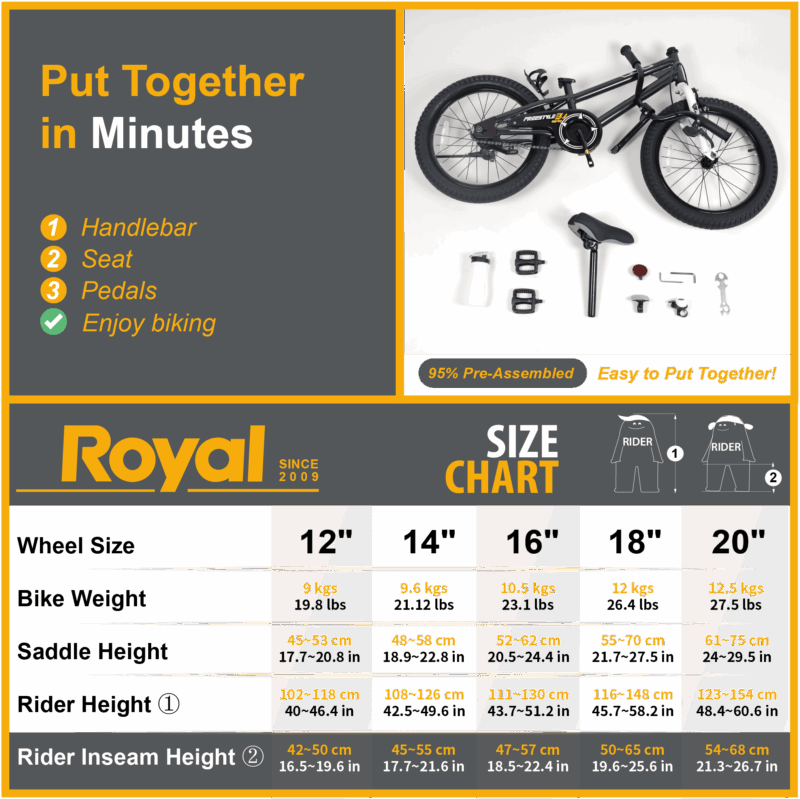 Royalbaby Freestyle 18" Kids Bicycle for Boys Girls, Ages 6-9 Years, Black - Image 7