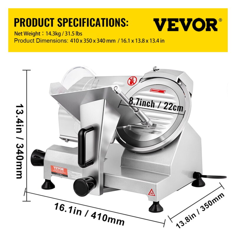 KFFKFF 200W 350-400RPM Commercial Electric Meat Slicer Deli Food Cutter 8in Blade - Image 7