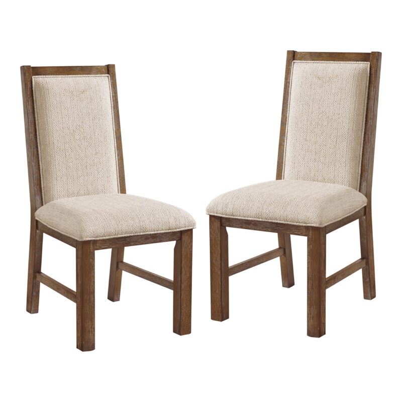 Furniture of America Hefer Transitional Fabric Indoor Side Chairs, Rustic Oak and Beige (Set of 2) - Image 2