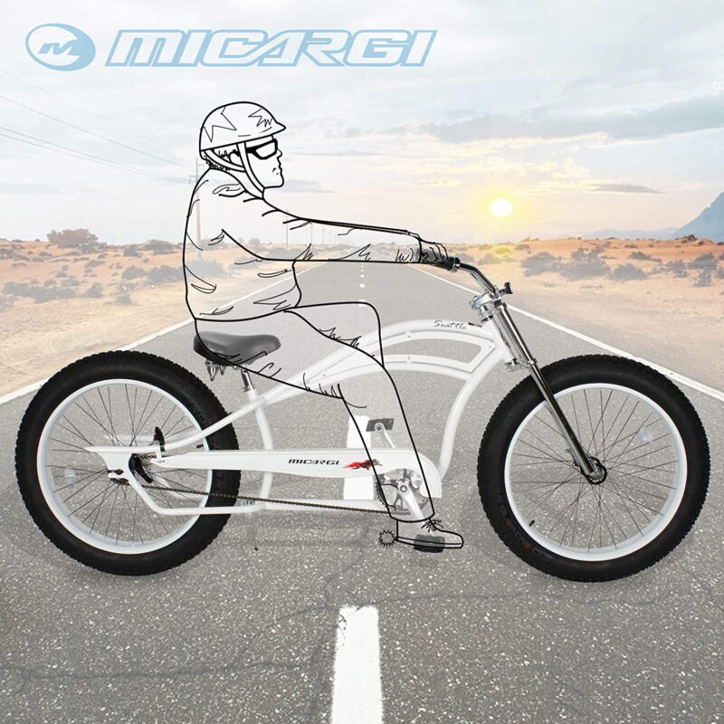 MICARGI 26" Retro Beach Cruiser Bike Single Speed Fat Tire Bicycle Seattle -WHITE - Image 5