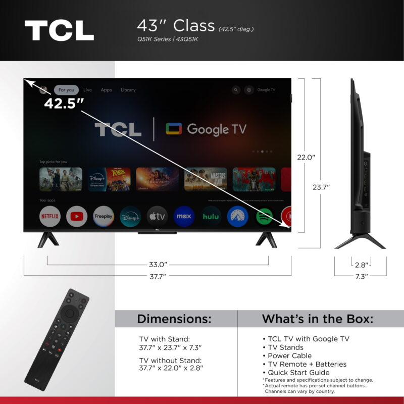 TCL 43" Q Series (NEW 2025)  4K UHD HDR QLED Smart TV with Google TV – 43Q51K - Image 5