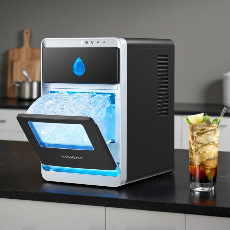 EUHOMY Crescent Countertop Ice Maker, 1500 Cubes/Day, Dual-Side Tech, Auto Clean, Crystal Clear Ice - Image 6