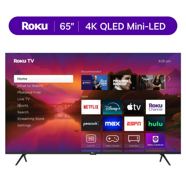 Roku Smart TV 2025 – 65-Inch Plus Series, 4K QLED Mini-LED TV – Roku TV with Enhanced Voice Remote