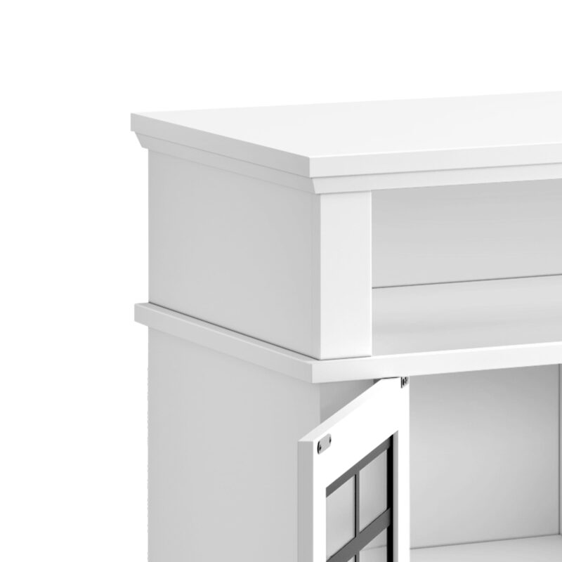 Dextrus Farmhouse LED TV Stand for TVs up to 70", Wood Media Console, Glass Door - Image 5