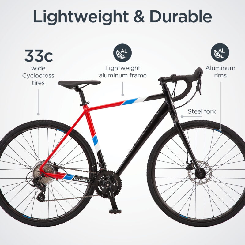 Schwinn Millsaps Men's/Women's, 700c Wheels, Road Bike, 14 Speeds, Black / Red, Cyclocross - Image 2