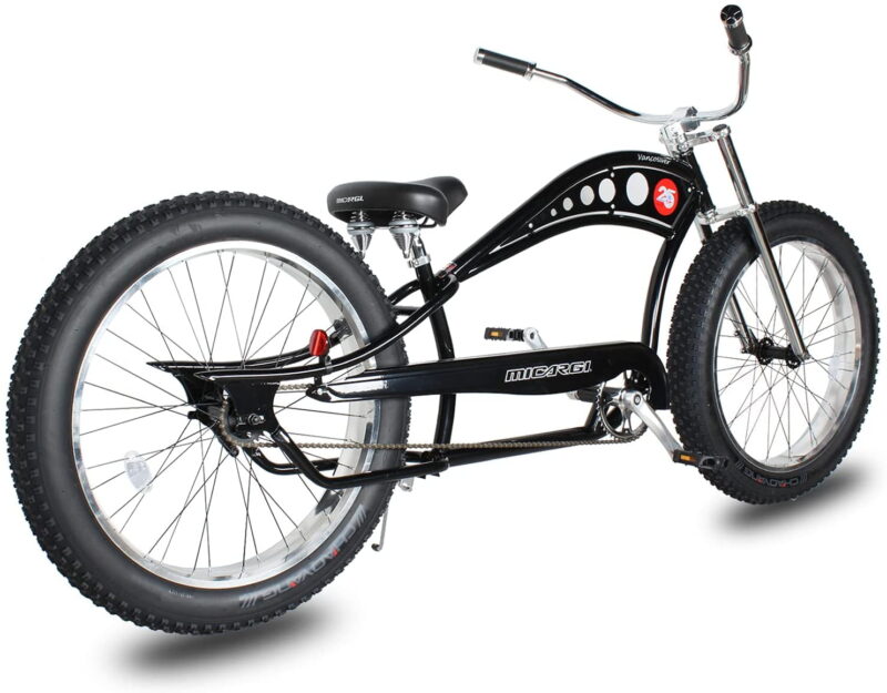 WonderWheels 26" Stretch Cruiser Coaster Brake Triple Tree Fork, Handlebars Moon Bar, Alloy Polish Rims. 26x3.0 26H Black Tire - Black - Image 6