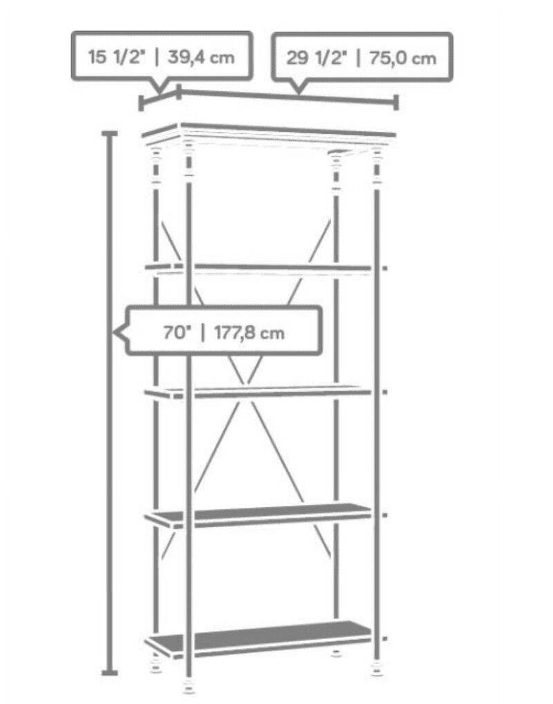 Better Homes & Gardens River Crest 5-Shelf Bookcase, Rustic Oak Finish - Image 6