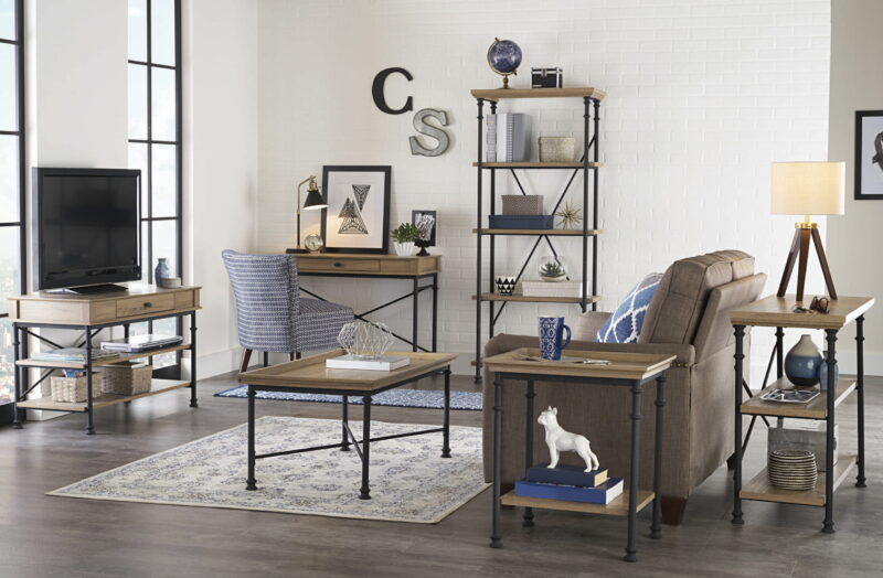 Better Homes & Gardens River Crest 5-Shelf Bookcase, Rustic Oak Finish - Image 3