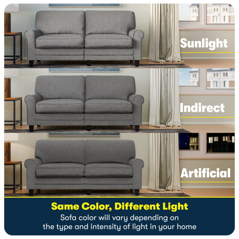 Serta Copenhagen 61" Rolled Arm Loveseat Sofa with Removable Covers Dark Gray - Image 5