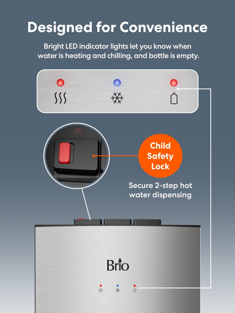 Brio 530 Stainless Steel Energy Saver 5 gal Bottom Loading Water Cooler - Image 6