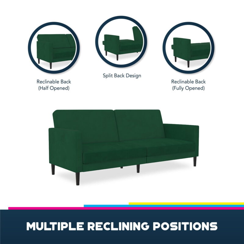 DHP Farnsworth Futon, Green Velvet - Image 3