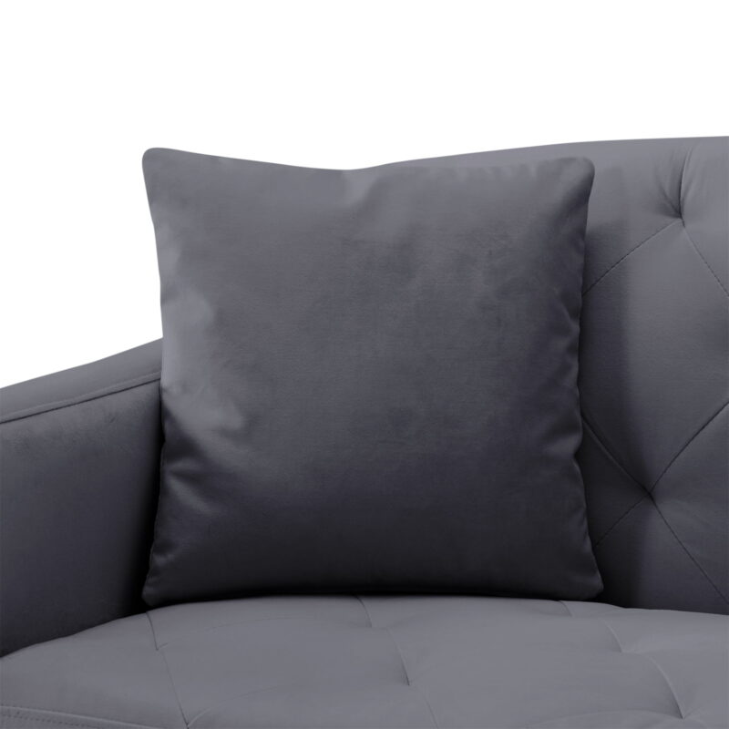 Aukfa Velvet Futon Convertible Sofa Bed for Home Office, 2 Pillows& Cup Holders, Tufted Futon, Gray - Image 7