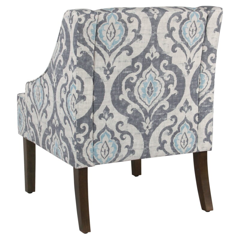 HomePop Classic Swoop Accent Chair - Blue and White Damask - Image 3