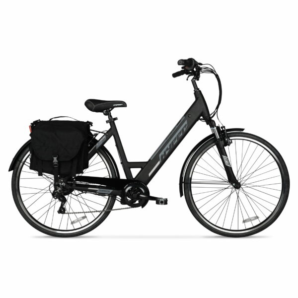 700c Hyper Bicycles Class 2 E-Ride 36V Electric Commuter E-Bike for Adults, 350W Motor, Black
