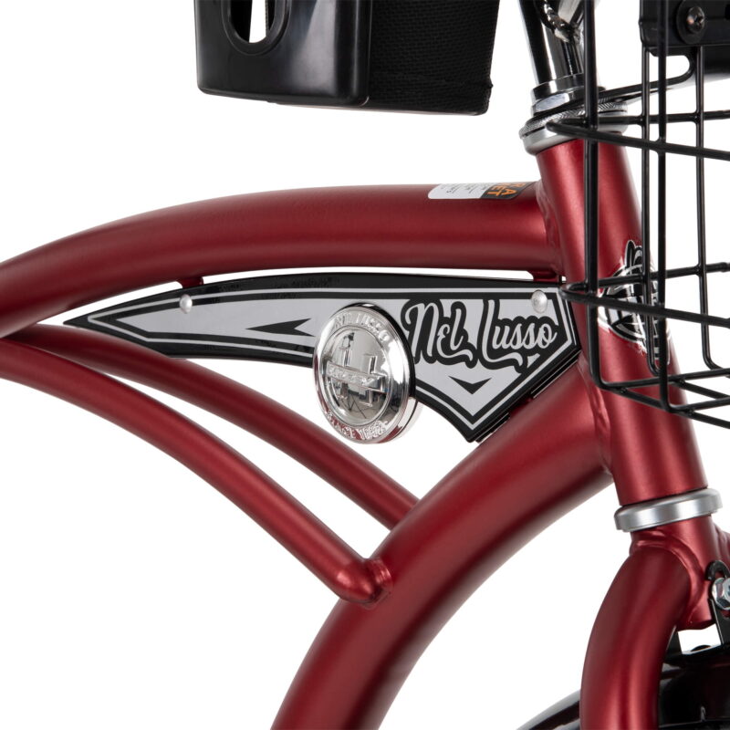 26" Huffy Nel Lusso Beach Cruiser Bike, Basket, Cargo Rack, Red, Ages 12+ - Image 3