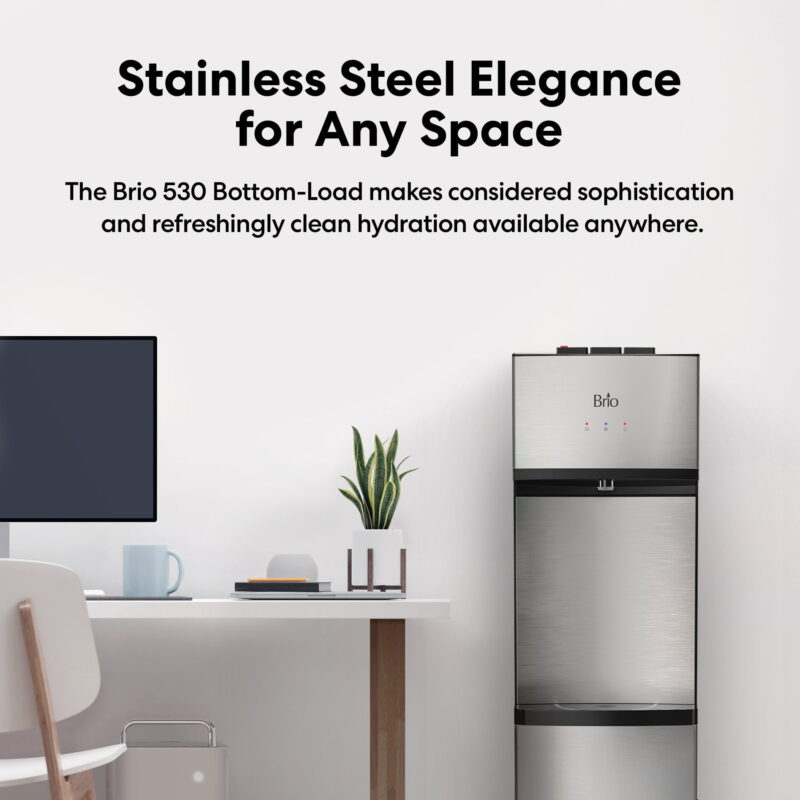 Brio 530 Stainless Steel Energy Saver 5 gal Bottom Loading Water Cooler - Image 2