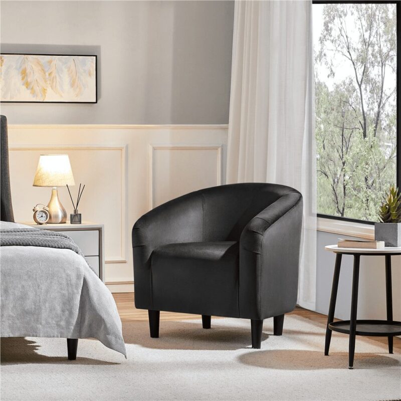 Renwick Modern Upholstered Accent Chair, Set of 2, Black Velvet - Image 7