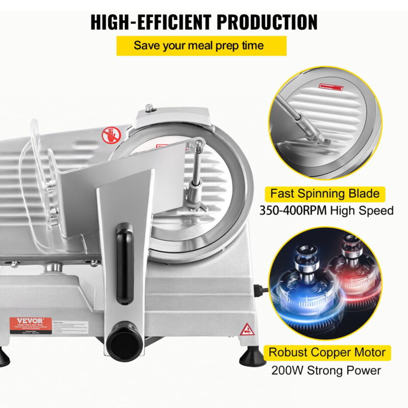 KFFKFF 200W 350-400RPM Commercial Electric Meat Slicer Deli Food Cutter 8in Blade - Image 3