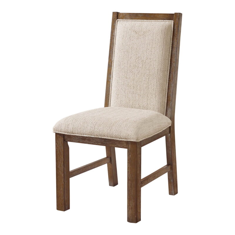 Furniture of America Hefer Transitional Fabric Indoor Side Chairs, Rustic Oak and Beige (Set of 2) - Image 4