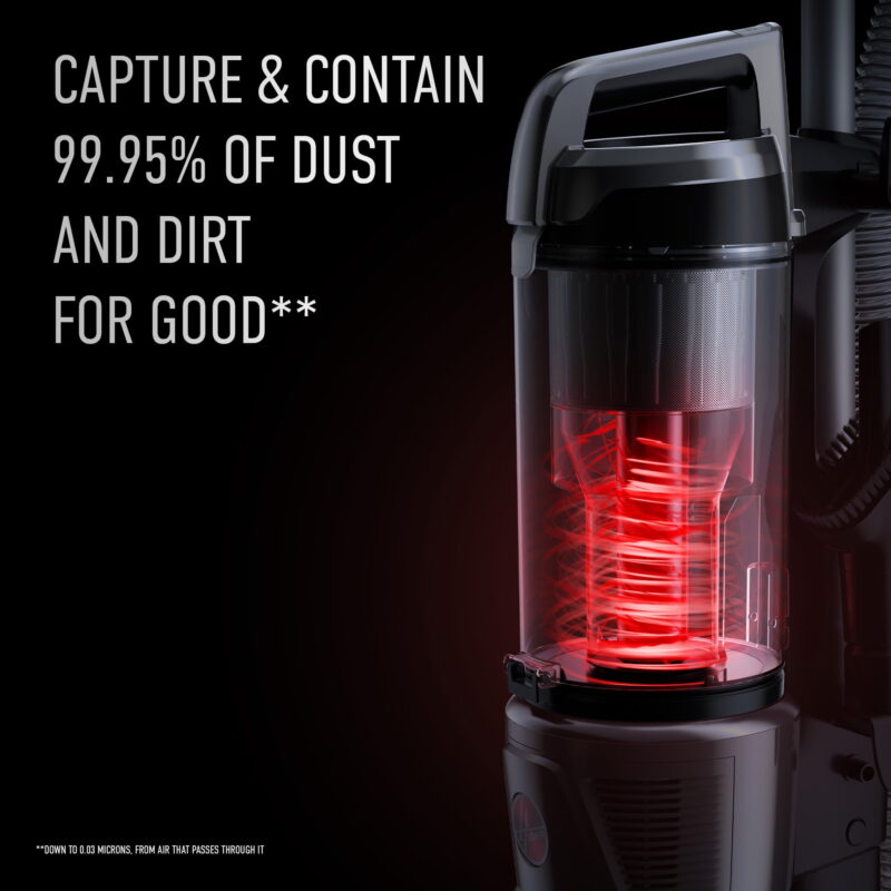 Hoover Upright Vacuum, WindTunnel Tangle Guard, Bagless, with Swivel Steering, Hard Floor and Carpet, Crevice Tool, Dusting Brush, Turbo Tool, LED headlights, UH77110, Black - Image 4