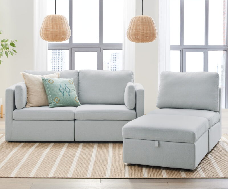 Better Homes & Gardens Modular Sectional Sofa with Storage Ottoman, Grey - Image 4