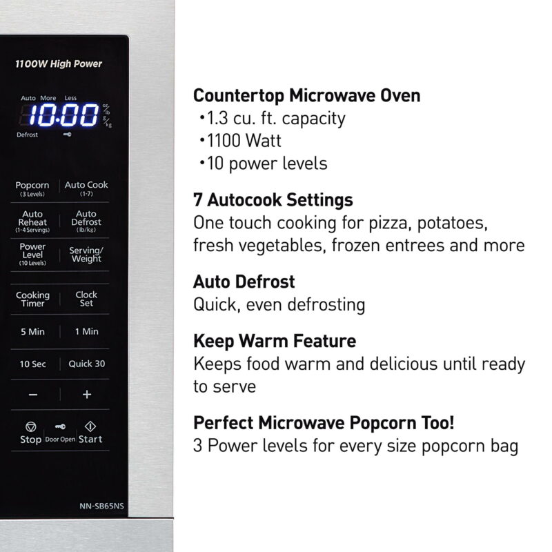 Panasonic 1.3 cu ft Countertop Microwave Oven in Glass Door - Image 5