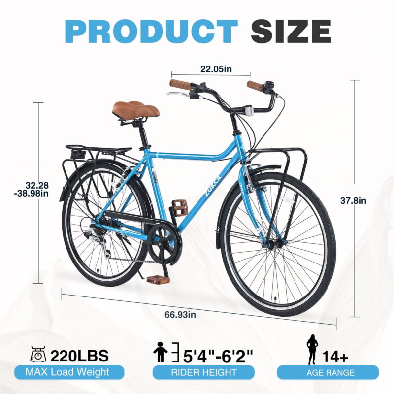 Aukfa Cruiser Bike, 7 Speed Commute Bike for Adult Men Women,Blue - Image 2