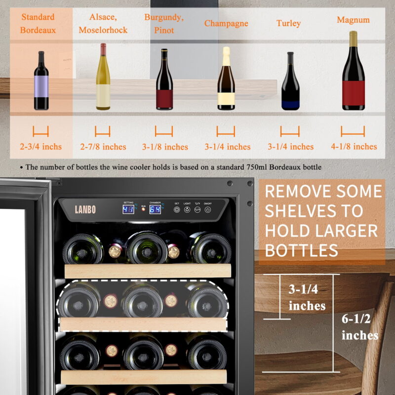 Lanbo 26 Bottle Under Counter Dual Zone Wine Cooler Refrigerator 15 inch Width - Image 5