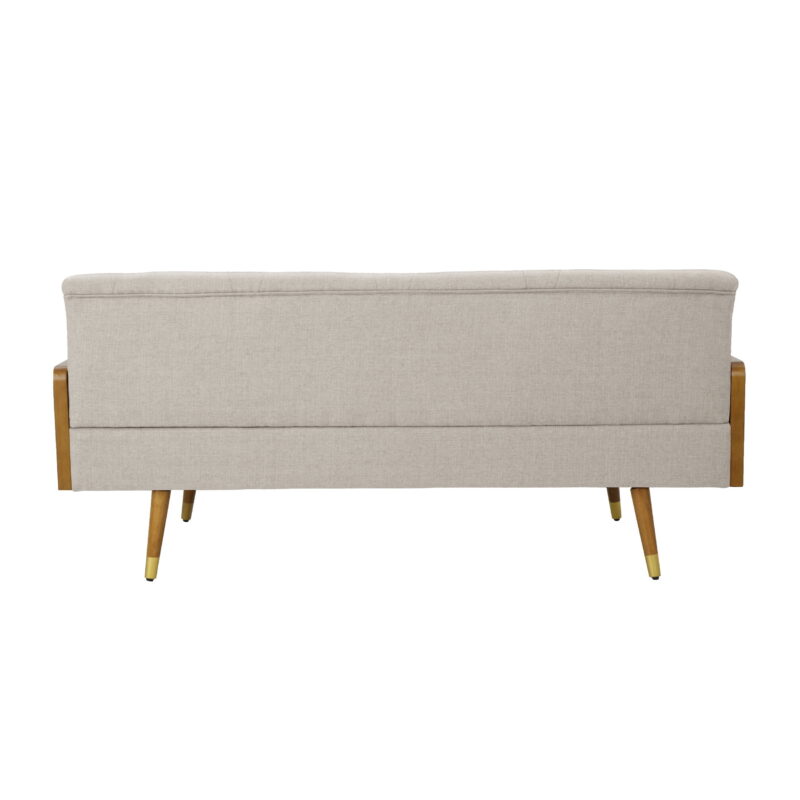 Noble House Orlando Mid Century Modern Tufted Fabric Sofa, Beige - Image 5