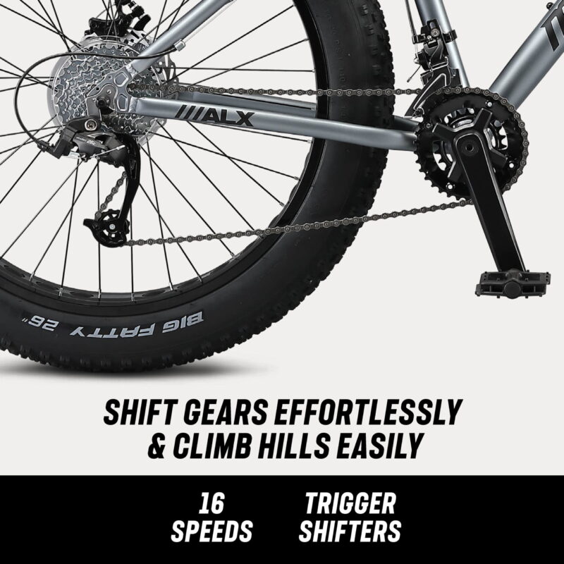 26" Mongoose Dolomite ALX Unisex Fat Tire Mountain Bike, Gray, Ages 12+ - Image 5