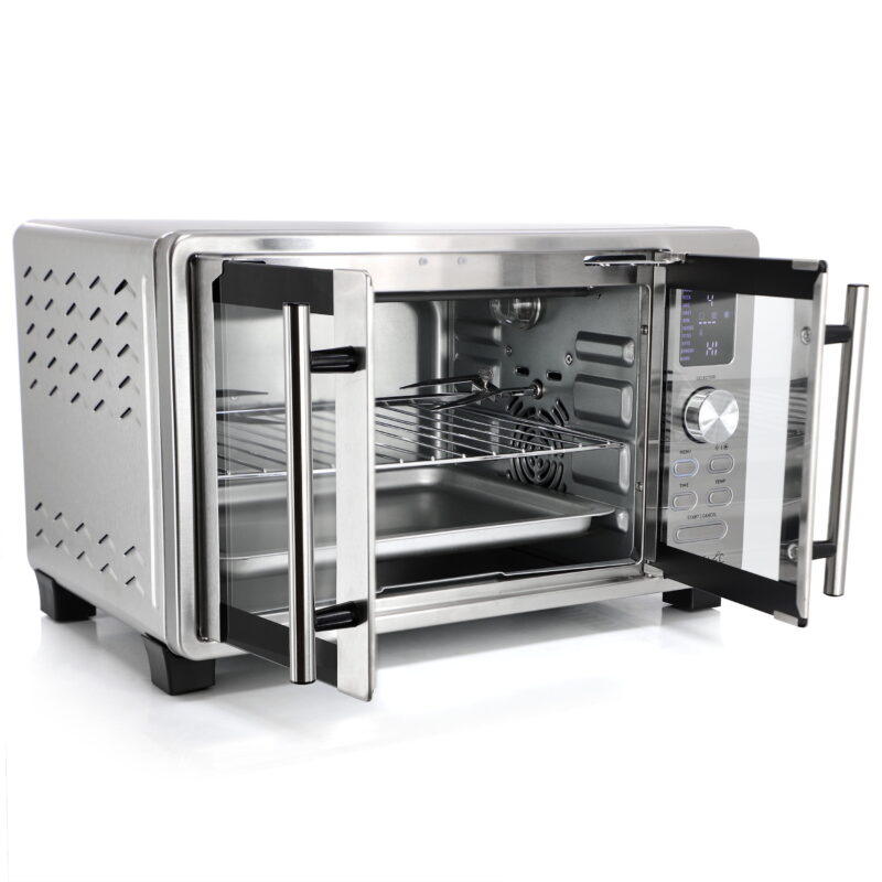 MegaChef 25 Quart Digital Electric French Door Multi-Function Counter Top Oven with Rotisserie Set - Image 2