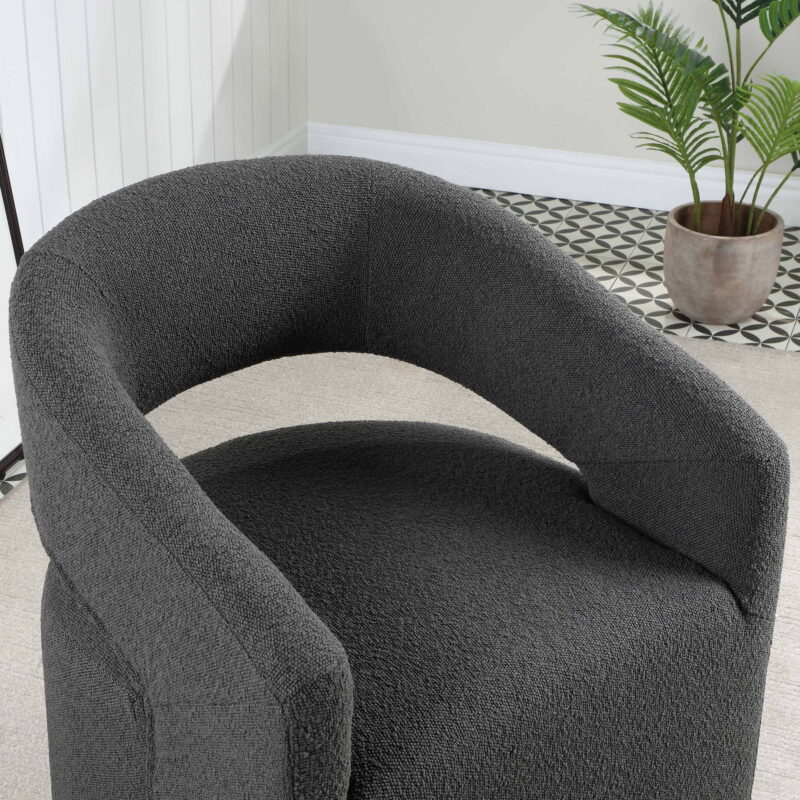 Furniture of America Cape Upholstered Indoor Boucle Fabric Swivel Armchairs & Accent Chairs, Gray - Image 7