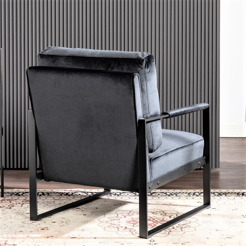 US Pride Furniture Hosam 25.4" Velvet Upholstery Metal Arms Chair Black - Image 4