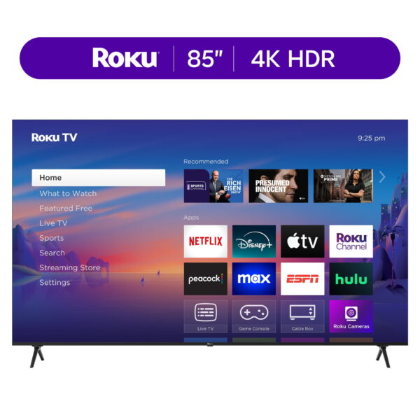 Roku Smart TV 2025 – 85-Inch Select Series, 4K HDR TV – Roku TV with Enhanced Voice Remote