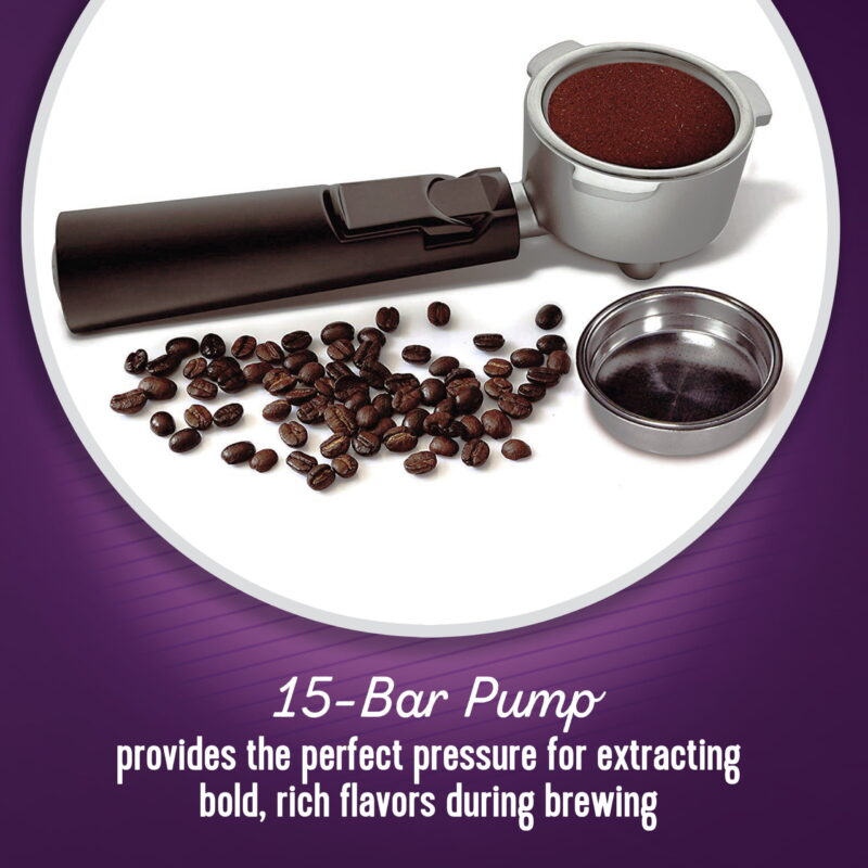 Mr. Coffee Cafe Barista Black & Silver Premium Espresso/Latte/Cappuccino Maker with Milk Frother - Image 3
