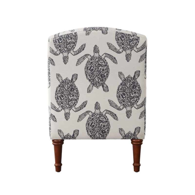 Linon Hawksbill Upholstered Turtle Print Armless Accent Chair in Blue & Cream - Image 3