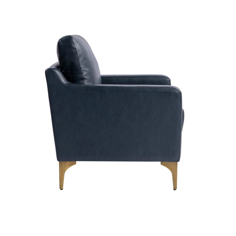 Serta Hemsworth Mid-Century Modern Armchair, Navy Blue Faux Leather - Image 4