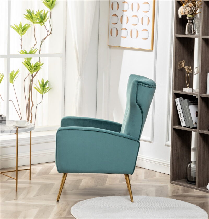 US Pride Furniture Kaleigh 27.56"W Velvet Living Room Sofa Chair with Metal Legs, Teal - Image 5