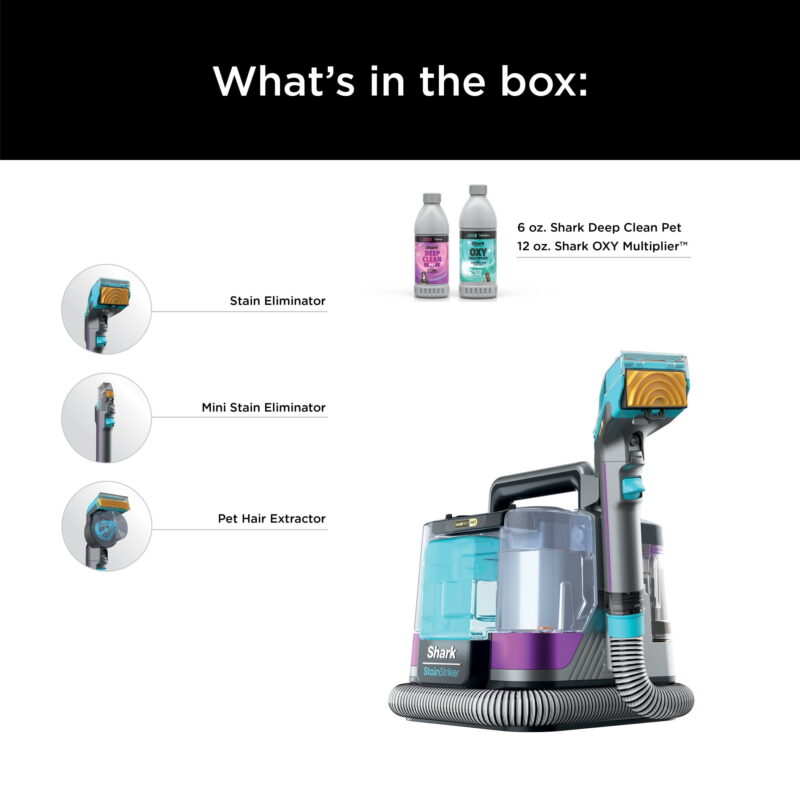 Shark StainStriker HairPro Portable Carpet Cleaner; Spot & Stain Remover, Upholstery, Hair, Odor Remover, PX250 - Image 4