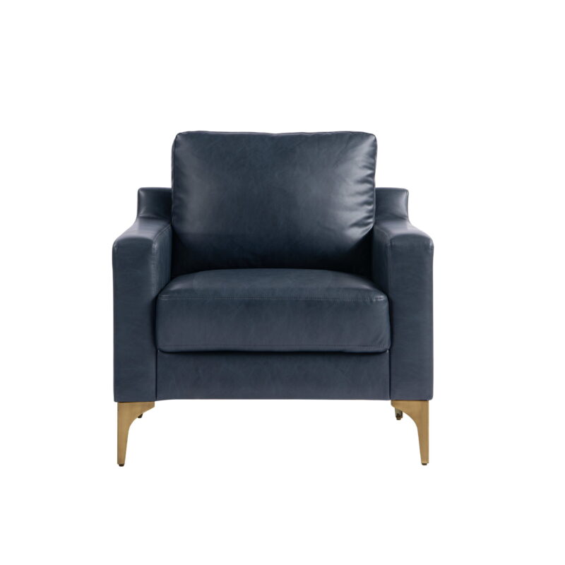 Serta Hemsworth Mid-Century Modern Armchair, Navy Blue Faux Leather - Image 3
