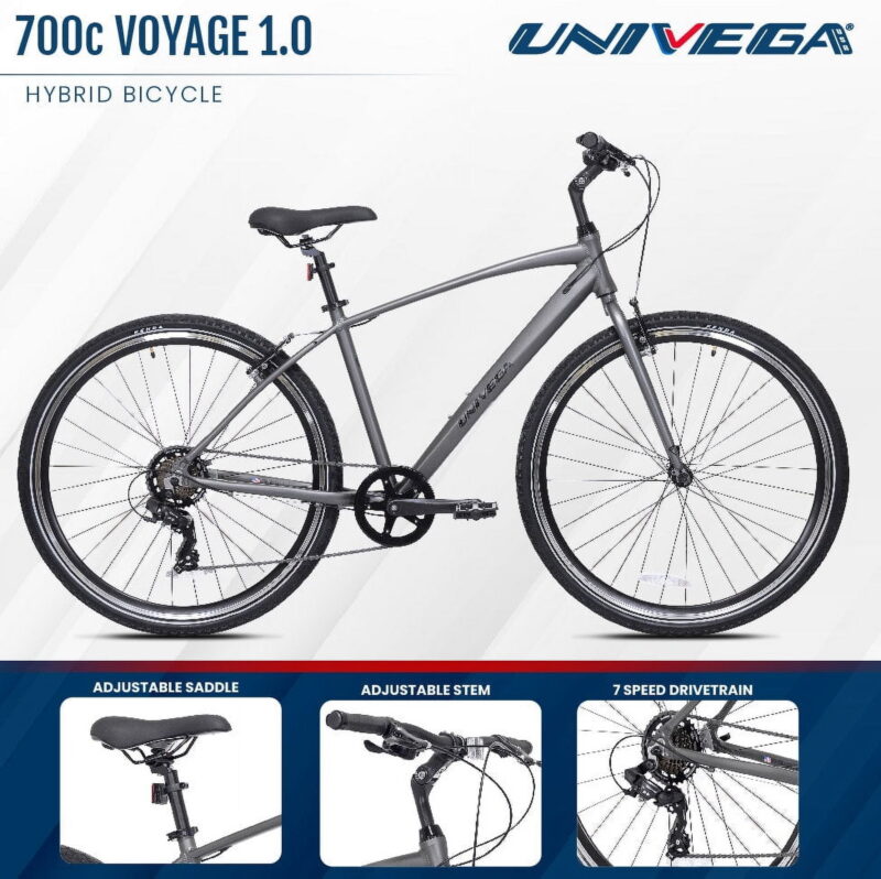 Univega - 700C USA Voyage 1.0 Adult Bicycle, Small Frame, Charcoal - Image 3
